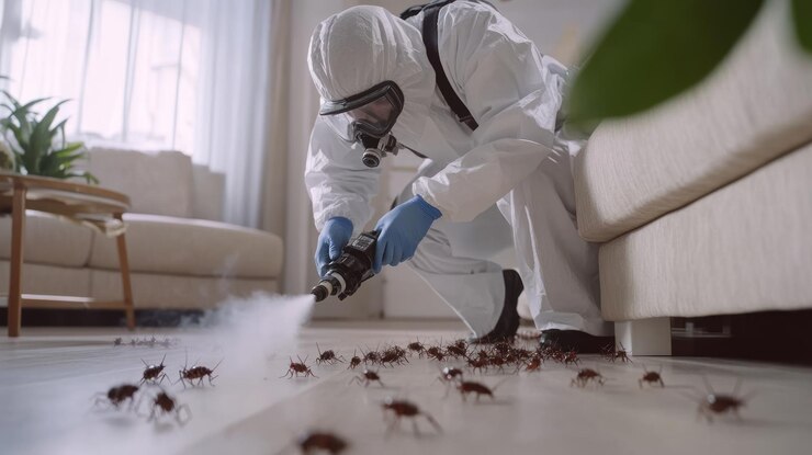 Professional cockroach treatment in living room